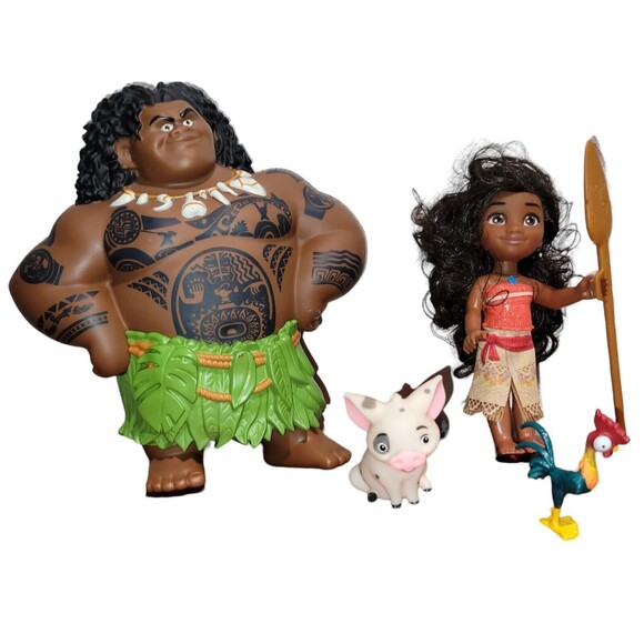 Disney Princess Petite Moana Maui Pua Hei Hei Dolls Figures Movie Toy Set - Picture 10 of 10